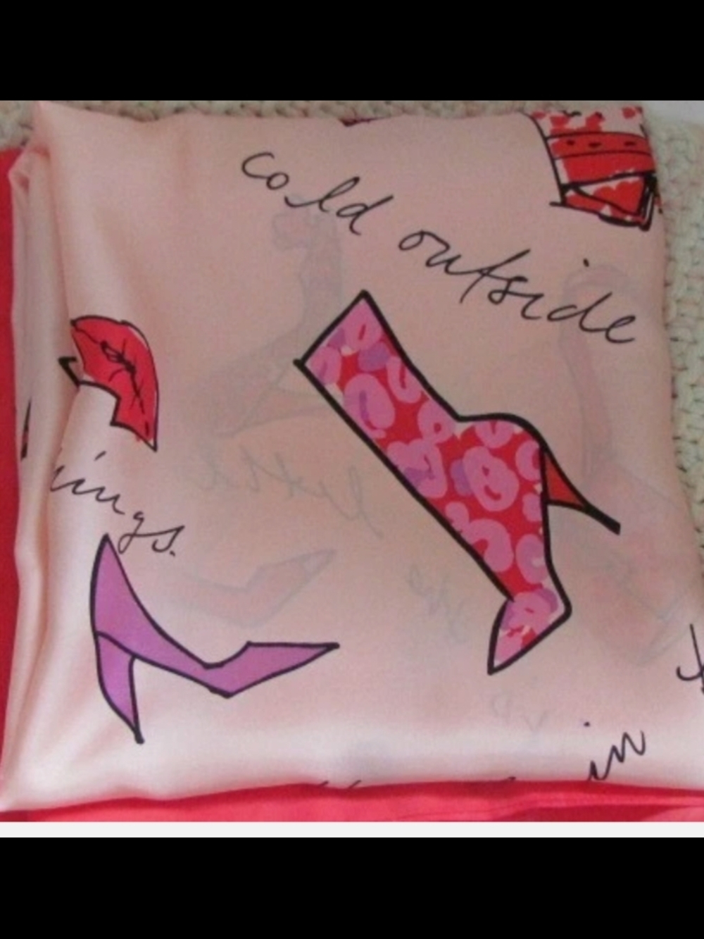 Ann Taylor Factory Pink Silk Graphic Shoe Print Scarf